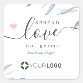 Adesivo Quadrado Logotipo do Spread Love Hand Sanitizer Blue Greene