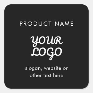 Adesivo Quadrado Logotipo e Texto Modernos Produto Preto e Branco