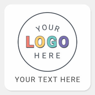 Adesivo Quadrado Logotipo e Texto Personalizado de Marca para Negóc