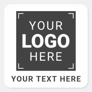 Adesivo Quadrado Logotipo e Texto Personalizados da Empresa