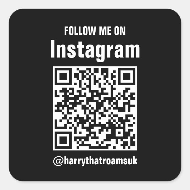 Adesivo Quadrado Logotipo Empresarial de QR Code Preto Elegante | P (Frente)