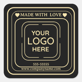 Adesivo Quadrado Logotipo Empresarial "Feito Com Amor"