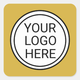 Adesivo Quadrado Logotipo Empresarial Personalizado em Ouro