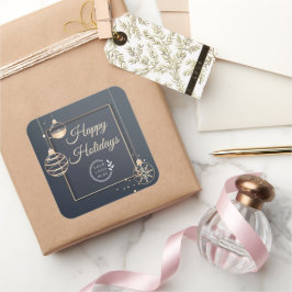 Adesivo Quadrado Logotipo Feliz Férias Natal Moderno