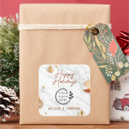 Adesivo Quadrado Logotipo Feliz Férias Natal Moderno Corporação