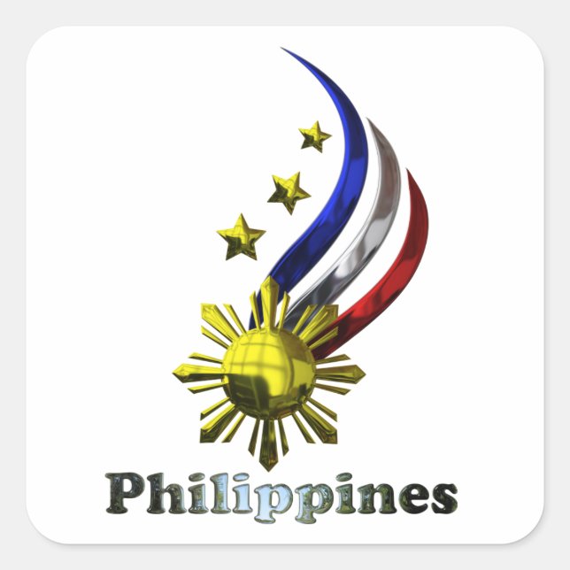 Adesivo Quadrado Logotipo filipino original. Mabuhay Pilipinas! (Frente)