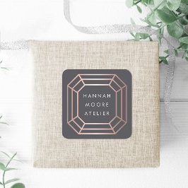 Adesivo Quadrado Logotipo Gemstone Dourado rosa