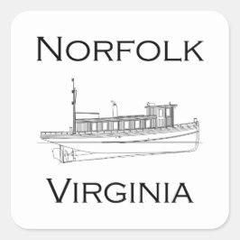 Adesivo Quadrado Logotipo Marítimo Norfolk Virginia Vintage - Tug B