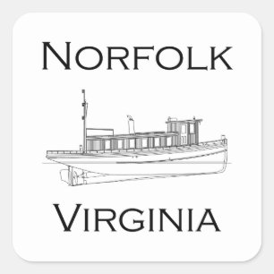 Adesivo Quadrado Logotipo Marítimo Norfolk Virginia Vintage - Tug B