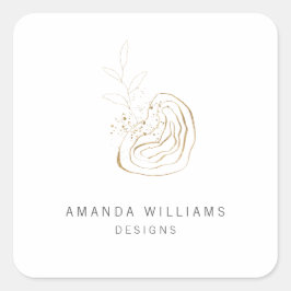 Adesivo Quadrado Logotipo mínimo de Abstrato do Designer Dourado