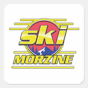 Adesivo Quadrado Logotipo Morzine França Esqui 80s