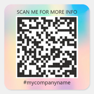 Adesivo Quadrado Logotipo personalizado Código QR Digitalizar o meu