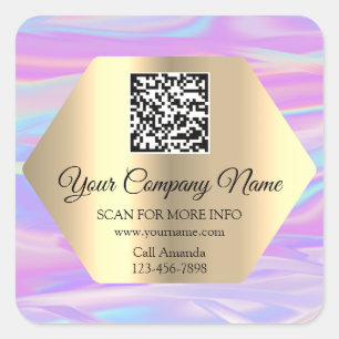 Adesivo Quadrado Logotipo Personalizado Código QR Promocional Hol
