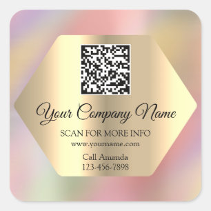 Adesivo Quadrado Logotipo personalizado Código QR Promocional Holo