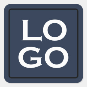 Adesivo Quadrado Logotipo Personalizado em Azul Marinho com Moldura