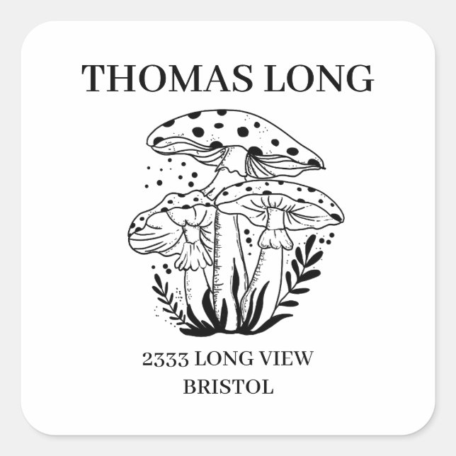 Adesivo Quadrado Logotipo personalizado Madeira de mushroom (Frente)