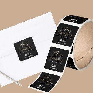 Adesivo Quadrado Logotipo Preto e Elegante Natal Personalizado Negó