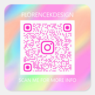 Adesivo Quadrado Logotipo QR personalizado Beleza Comprada Holograf