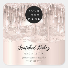 Adesivo Quadrado Logotipo QRCode Compro online Traços Rosa de