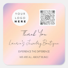 Adesivo Quadrado Logotipo QrCode Holográfico de Compro online