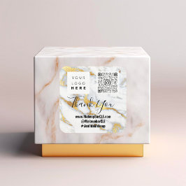 Adesivo Quadrado Logotipo QRCode Nome Obrigado Comprando mármore pr