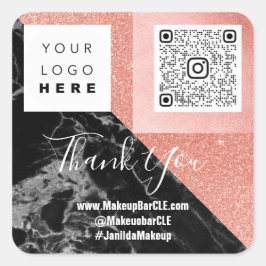 Adesivo Quadrado Logotipo QRCode Nome Obrigado Comprando Mármore Ro