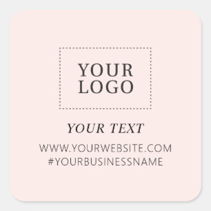 Adesivo Quadrado Logotipo rosa Empresa Obrigado Pacote personalizad