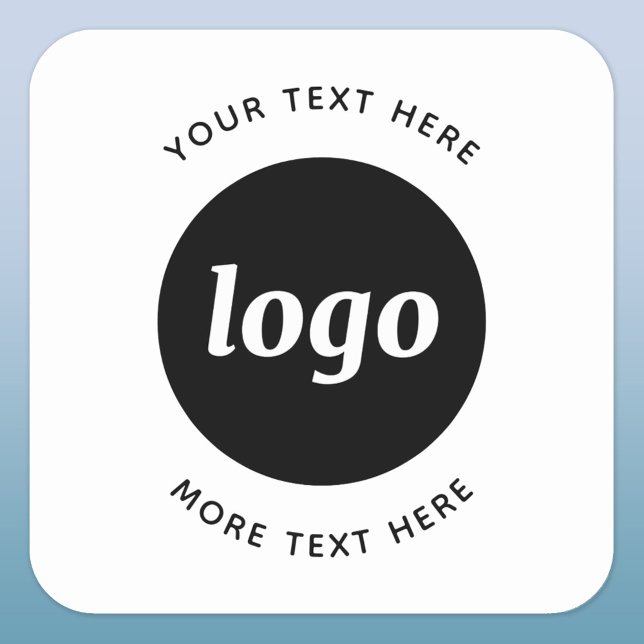 Adesivo Quadrado Logotipo Simples Com Empresa De Texto (Logo with custom text business promotional sticker)