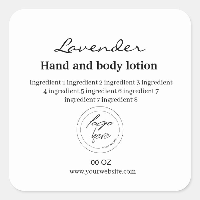 Adesivo Quadrado Logotipo simples de ingredientes brancos e pretos  (Frente)