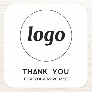 Adesivo Quadrado Logotipo Simples e Texto de Agradecimento Empresar