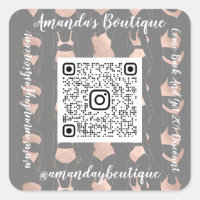 Loja Boutique Lingerie QrCode Logotipo Corpo Rosa 