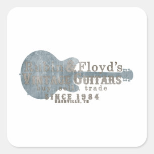 Adesivo Quadrado Loja da guitarra do vintage de Rubin & de Floyd