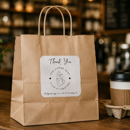 Adesivo Quadrado Loja de Café Personalizada Adicione Seu Logotipo M