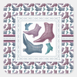 Adesivo Quadrado Loja de calçados, Calçados Vintage Boots vitoriano