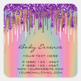 Adesivo Quadrado Loja de Extensão de Cílios Rosa Roxo Holográfico 