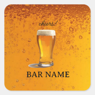 Adesivo Quadrado Loja de logotipo vintage de negócios de bar de cer