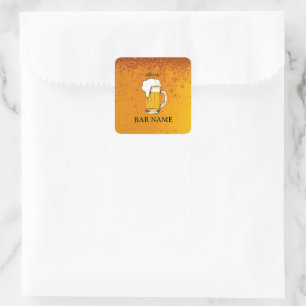 Adesivo Quadrado Loja de logotipo vintage de negócios de bar de cer