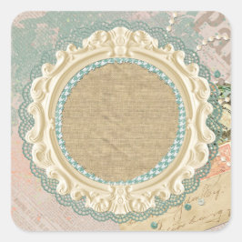 Adesivo Quadrado Loja de molduras francesas shabby chic vintage Par
