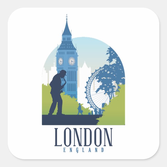 Adesivo Quadrado London England Skyline (Frente)