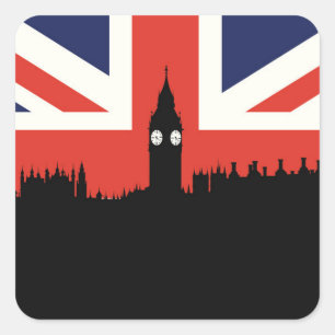 Adesivo Quadrado London Skyline Bandeira Britânica