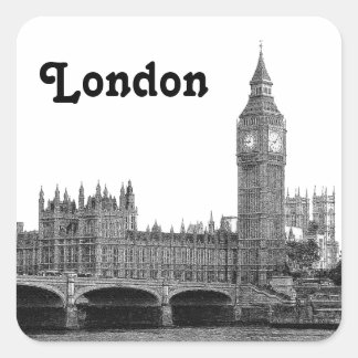 Adesivo Quadrado Londres Inglaterra - Skyline Etch