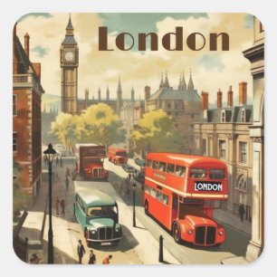Adesivo Quadrado Londres Vintage Big Ben Texto Personalizado