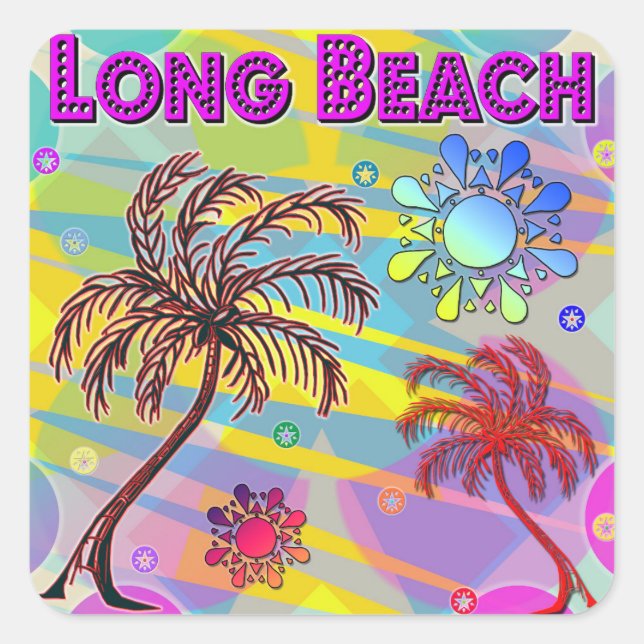 Adesivo Quadrado Long Beach Happy e Hope Sticker (Frente)