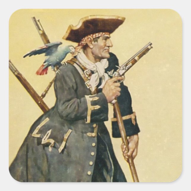 Adesivo Quadrado “Long John Silver” de “A Ilha do Tesouro” (Frente)