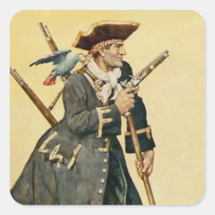 Adesivo Quadrado “Long John Silver” de “A Ilha do Tesouro”