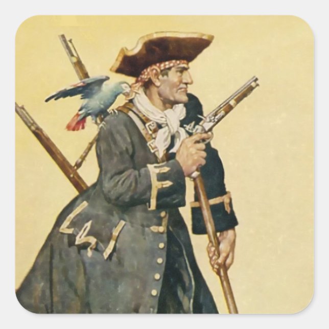 Adesivo Quadrado “Long John Silver” de “A Ilha do Tesouro” (Frente)