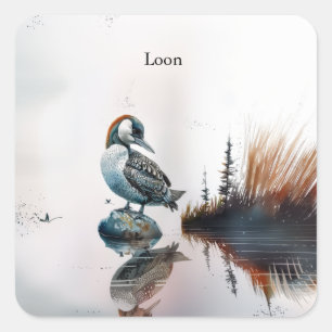 Adesivo Quadrado Loon Majestoso em uma Rocha, personalizado