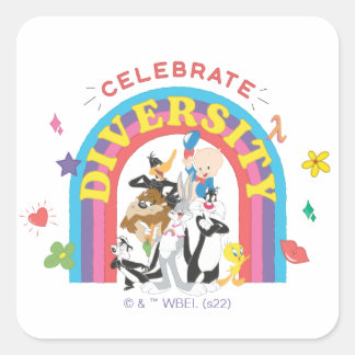Adesivo Quadrado LOONEY TUNES™ - Celebrate Diversity Pride Rainbow