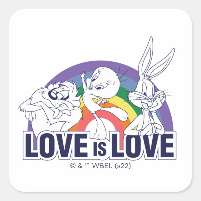 Adesivo Quadrado LOONEY TUNES™ - Love Is Love (Frente)