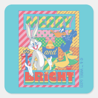 Adesivo Quadrado LOONEY TUNES™ | Natal Alegre e Brilhante